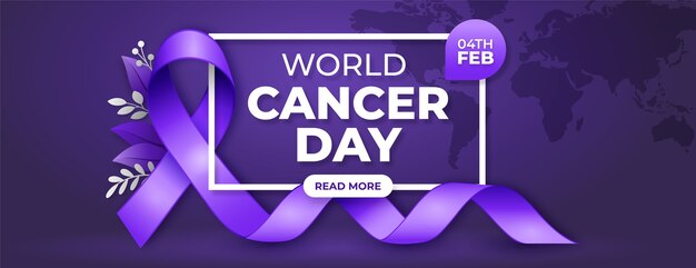 Gradient world cancer day horizontal banner