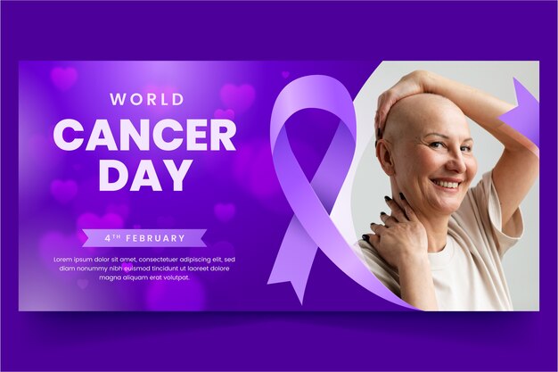 Gradient world cancer day horizontal banner