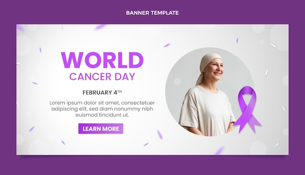 Gradient world cancer day horizontal banner