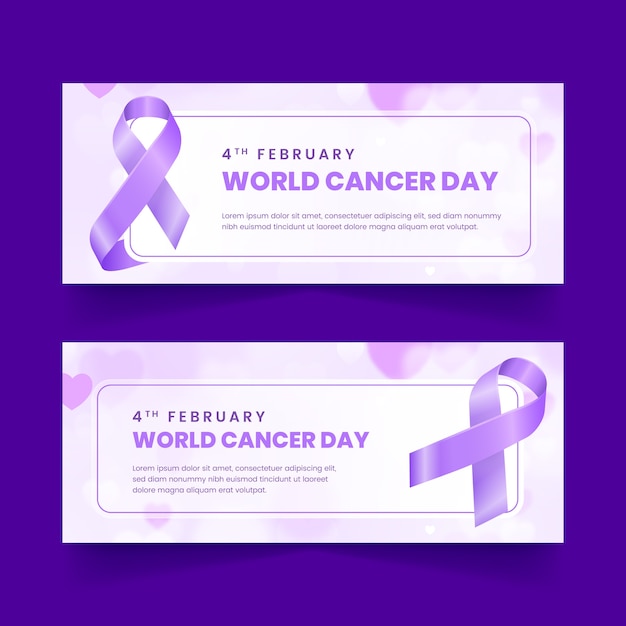 Free Vector gradient world cancer day horizontal banners set