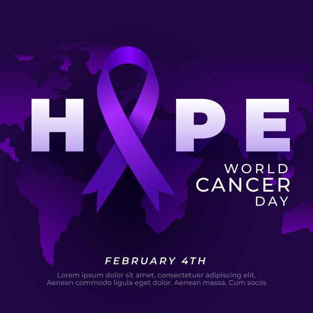 Gradient world cancer day illustration with ribbon