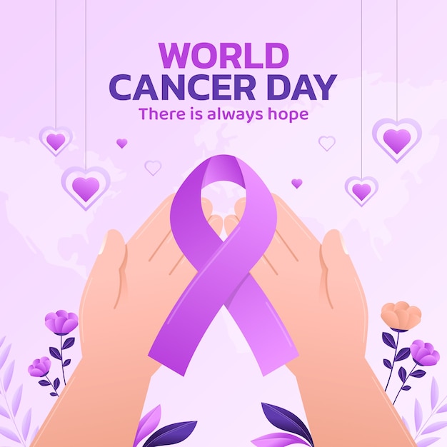 Gradient world cancer day illustration