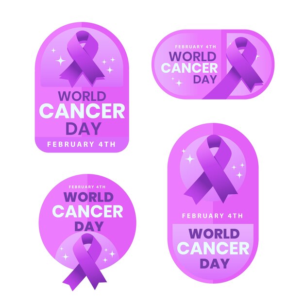 Gradient world cancer day labels collection