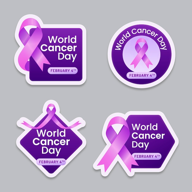 Gradient world cancer day labels collection