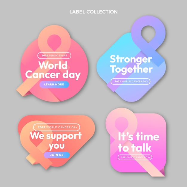 Gradient world cancer day labels collection