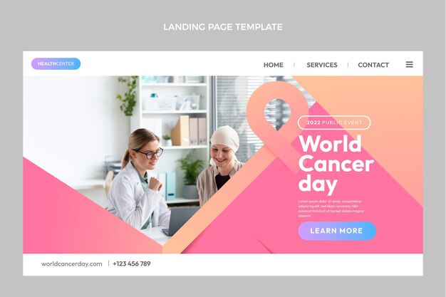 Gradient world cancer day landing page template