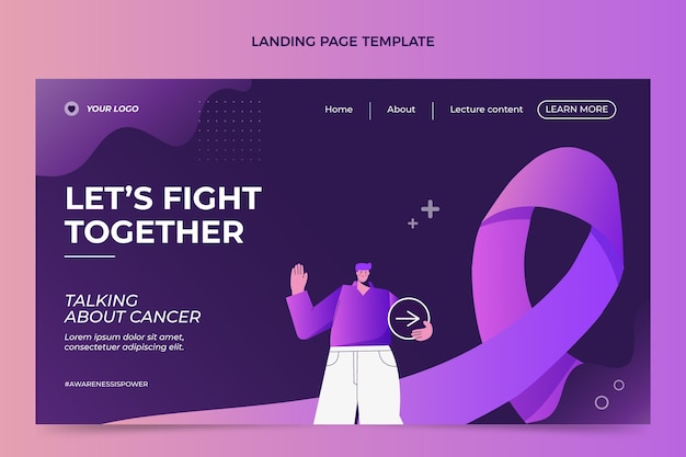 Free Vector gradient world cancer day landing page template