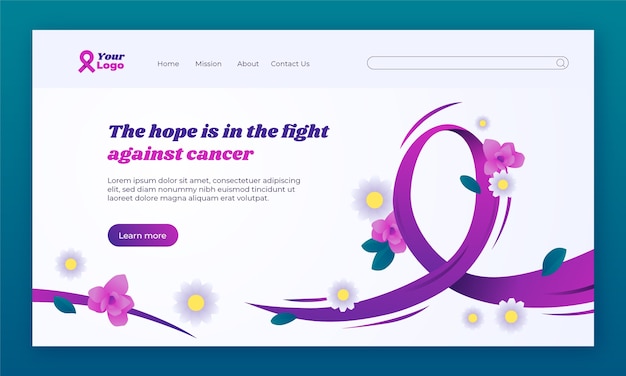 Free Vector gradient world cancer day landing page template