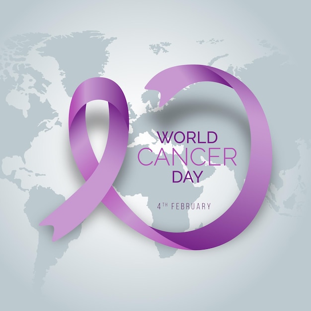 Gradient world cancer day ribbon