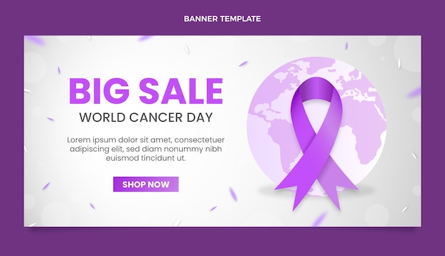 Free Vector gradient world cancer day sale horizontal banner