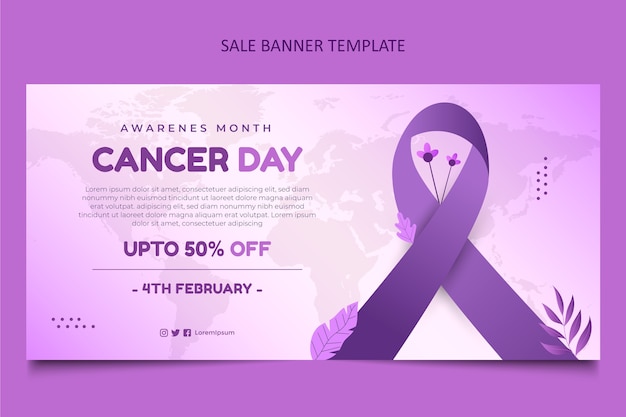 Free Vector gradient world cancer day sale horizontal banner