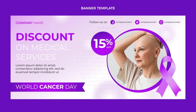 Gradient world cancer day sale horizontal banner