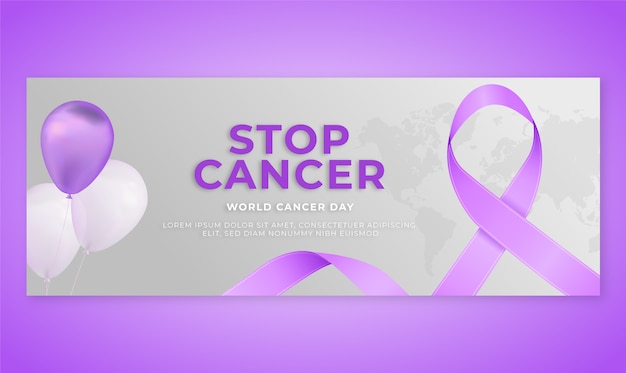 Gradient world cancer day social media cover template