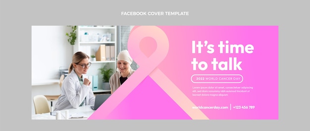 Free vector gradient world cancer day social media cover template