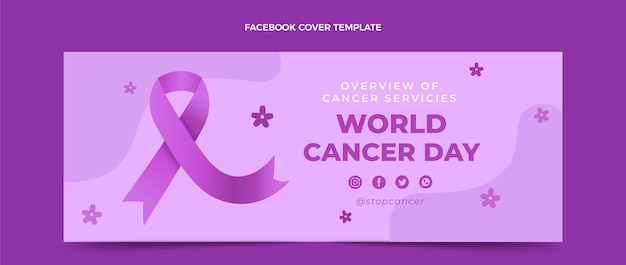 Gradient world cancer day social media cover template