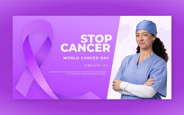 Gradient world cancer day social media promo template