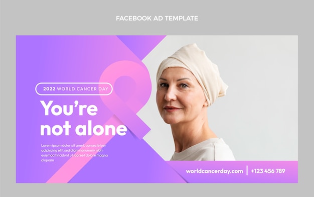 Free vector gradient world cancer day social media promo template