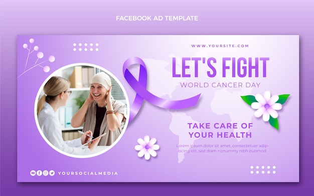 Gradient world cancer day social media promo template