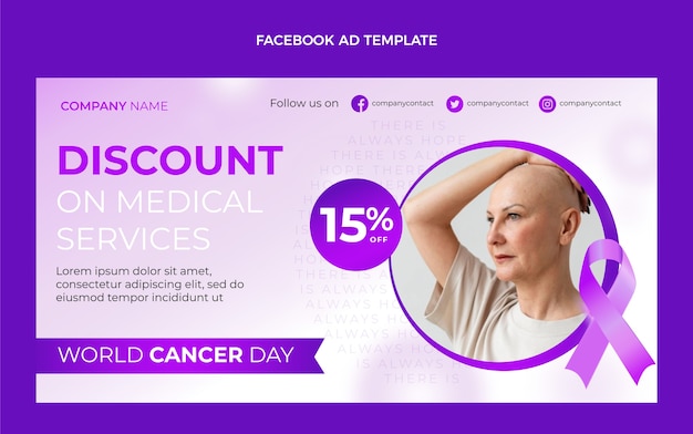 Free Vector gradient world cancer day social media promo template