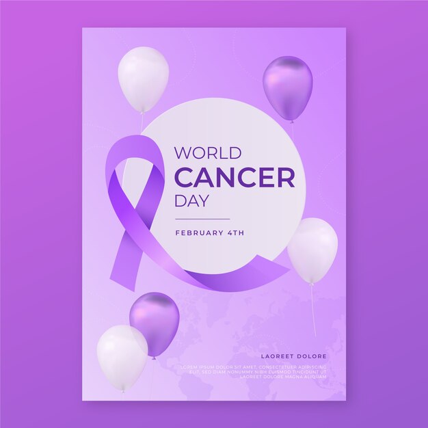 Gradient world cancer day vertical poster template