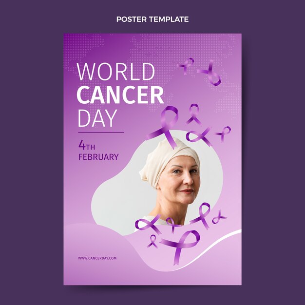 Gradient world cancer day vertical poster template