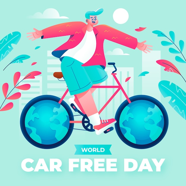 Free Vector gradient world car free day illustration