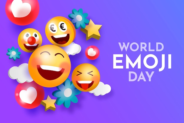 Gradient world emoji day background