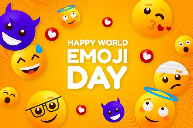 Gradient world emoji day background