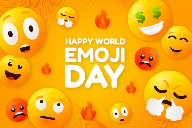 Gradient world emoji day background