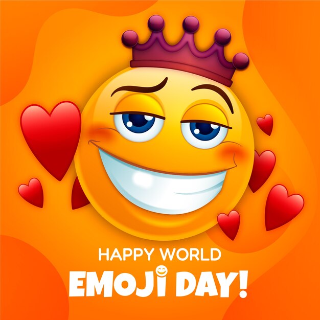 Gradient world emoji day illustration with emoticons