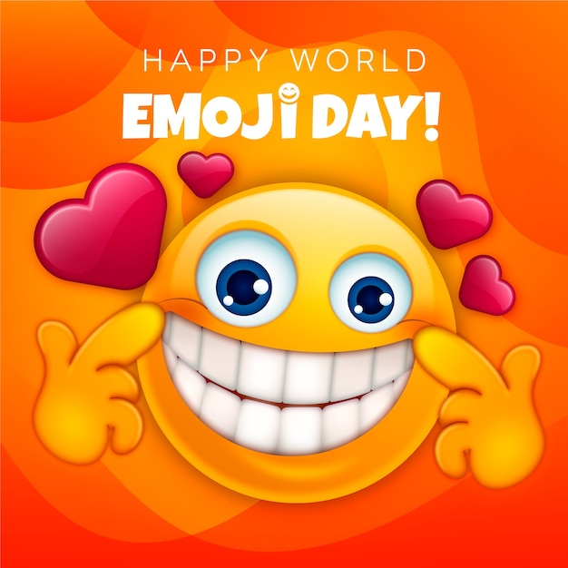 Gradient world emoji day illustration with emoticons