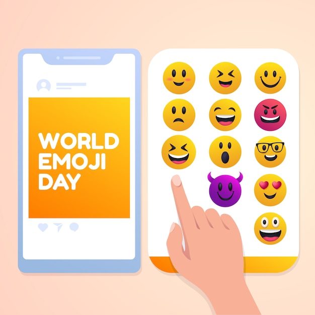 Free Vector gradient world emoji day phone illustration