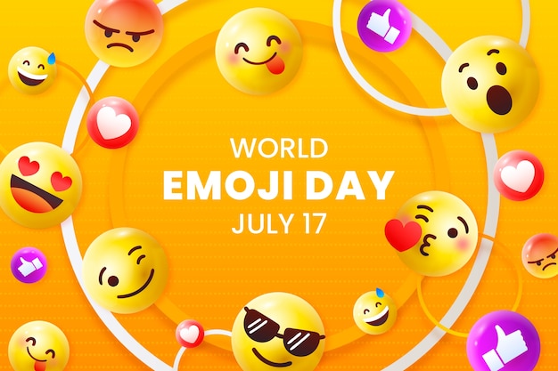 Gradient world emoji day yellow background