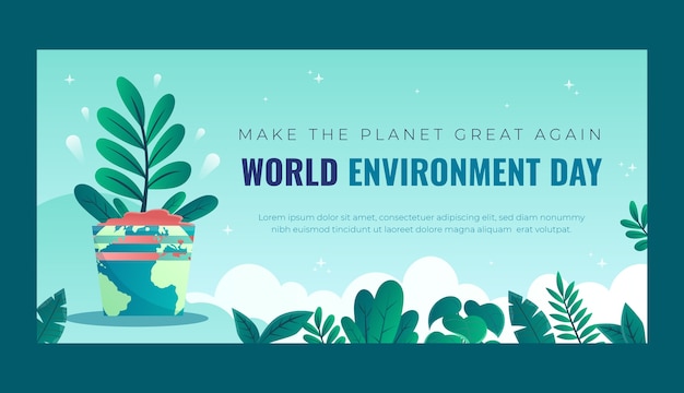 Gradient world environment day horizontal banner template