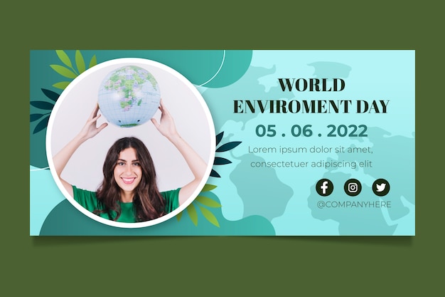 Free Vector gradient world environment day horizontal banner template