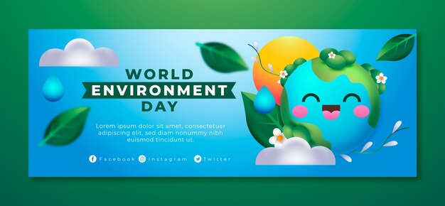 Gradient world environment day social media cover template