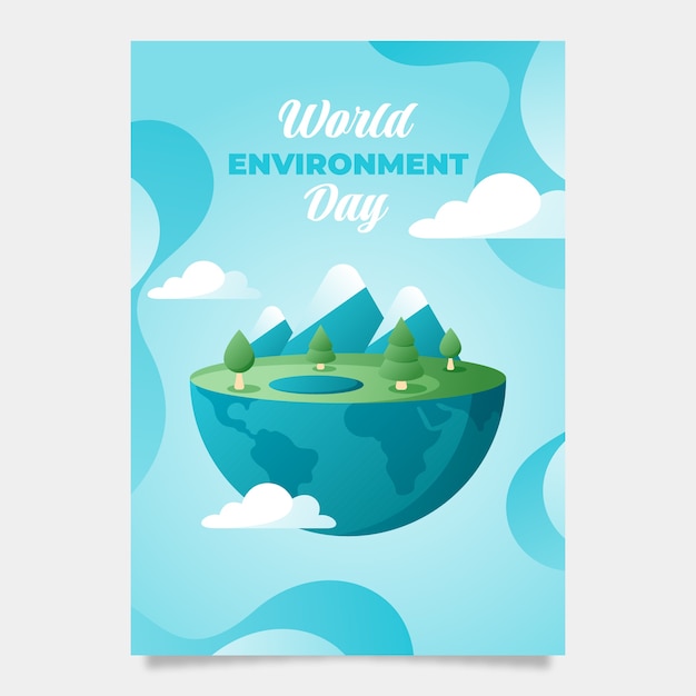 Gradient world environment day vertical poster template