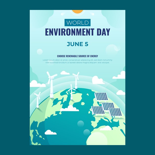 Gradient world environment day vertical poster template