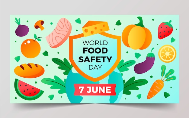 Free Vector gradient world food safety day horizontal banner template