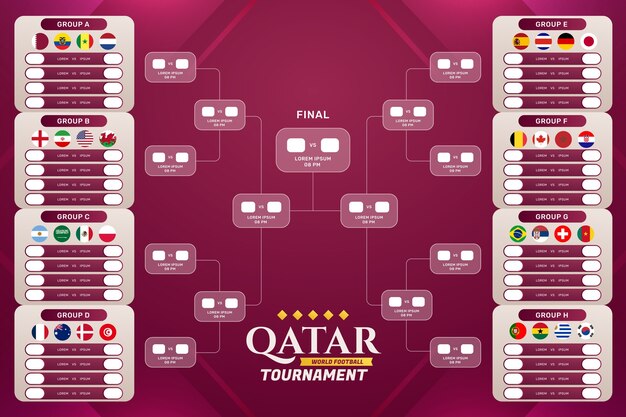 Gradient world footbal championship schedule template