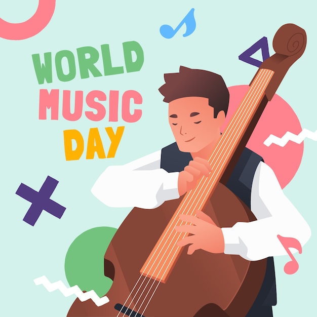 Free Vector gradient world music day illustration