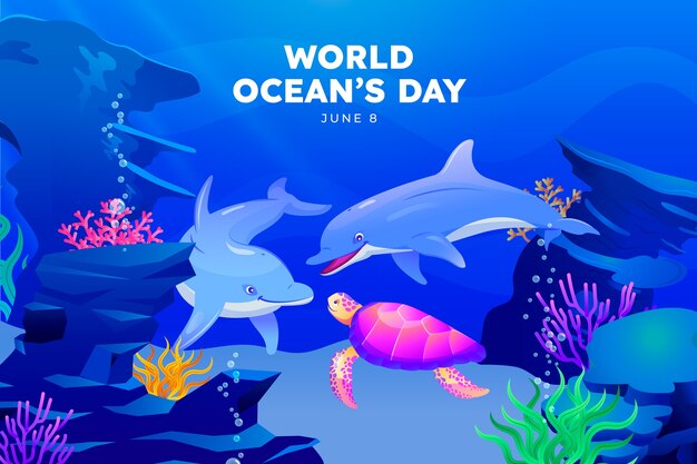 Gradient world oceans day background