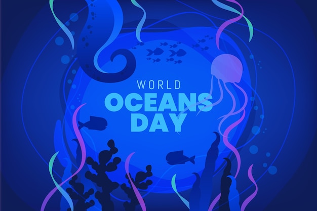 Gradient world oceans day illustration