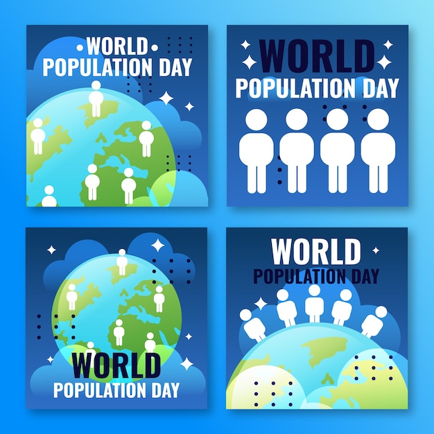 Free Vector gradient world population day instagram posts collection