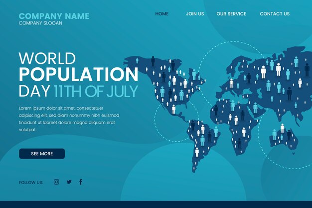 Gradient world population day landing page template