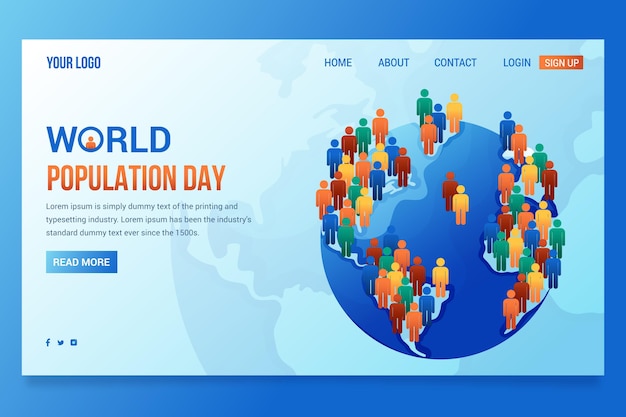 Free Vector gradient world population day landing page template