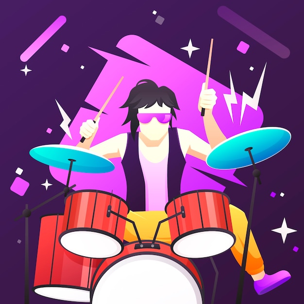 Free Vector gradient world rock day illustration with musician playing drums