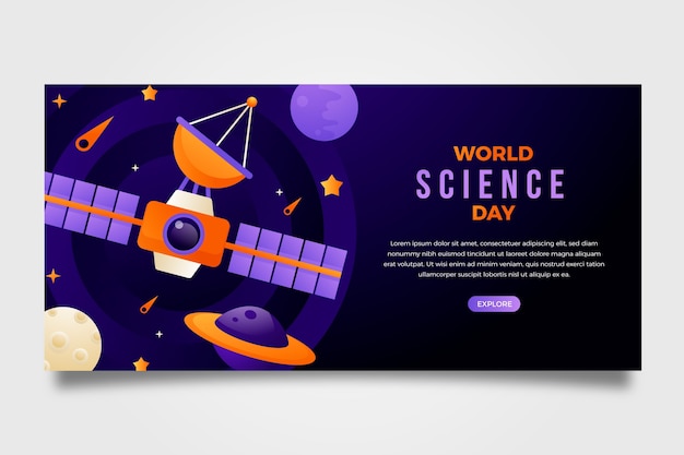 Free Vector gradient world science day horizontal banner template