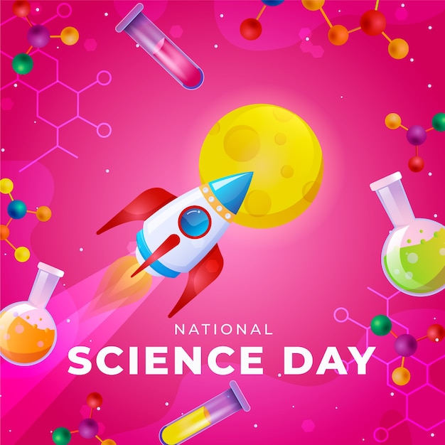 Gradient world science day illustration