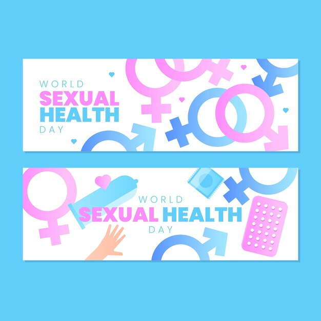 Gradient world sexual health day banners set